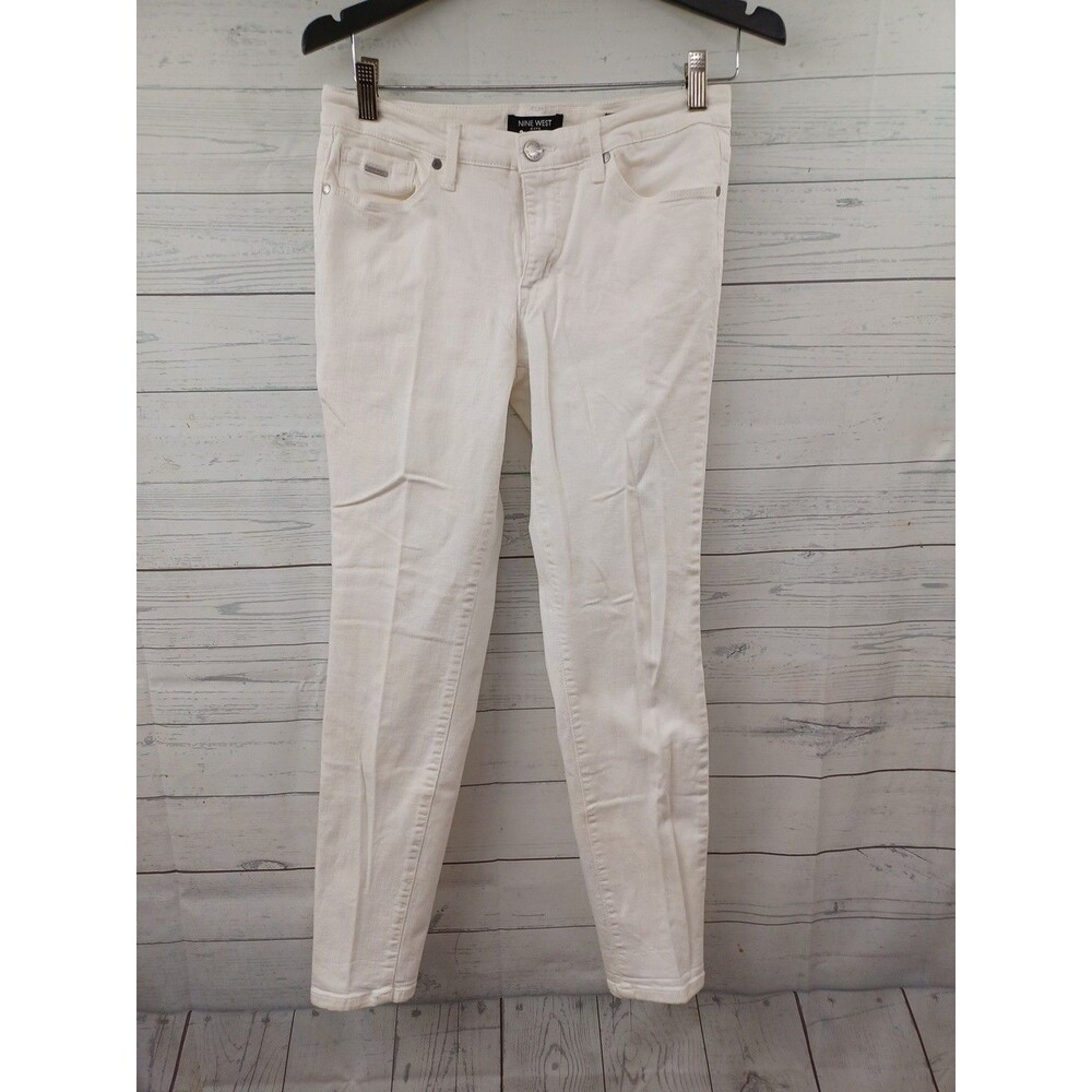 Nine West Gramercy Crop Ankle Womens Missy Denim Jeans Size 6 White